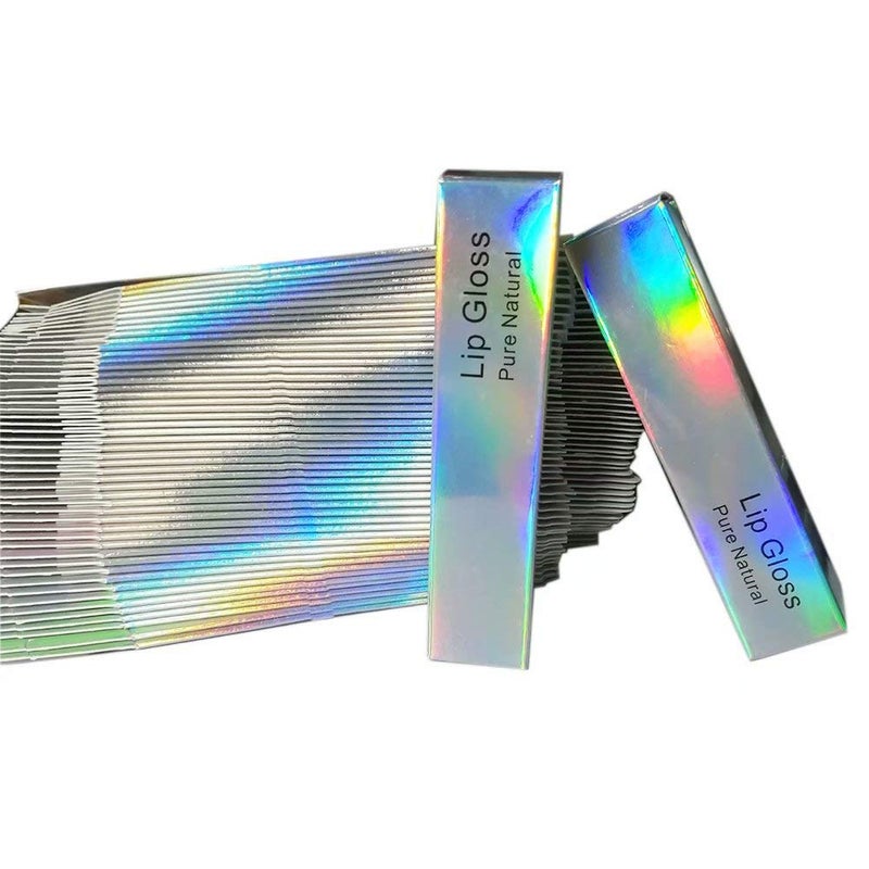 ANZKA 50 Pcs Lip Gloss Boxes 10.7x2.3x2.3 cm Silver Holographic Packaging Box  Kraft Paper Glossy Lipgloss Tube Wrapping Boxes - Image 5